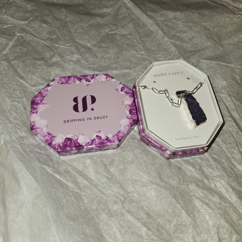 Genuine Lavender Druzy Necklace